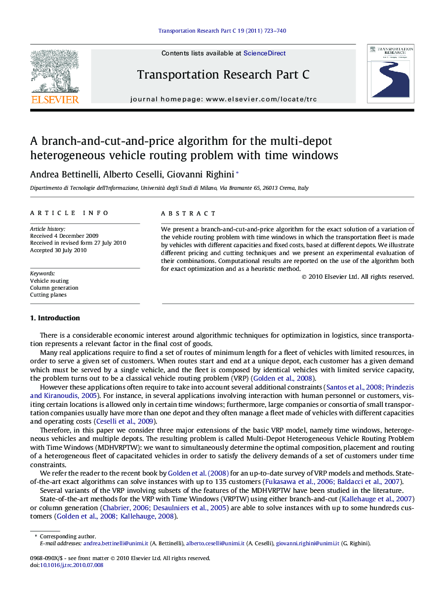 A branch-and-cut-and-price algorithm for the multi-depot heterogeneous vehicle routing problem with time windows