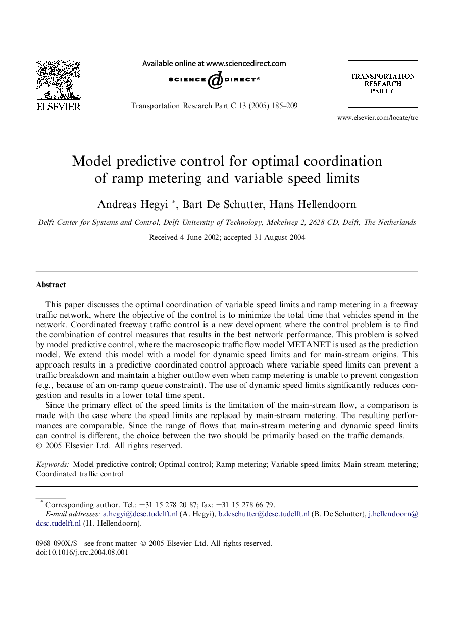 Model predictive control for optimal coordination of ramp metering and variable speed limits