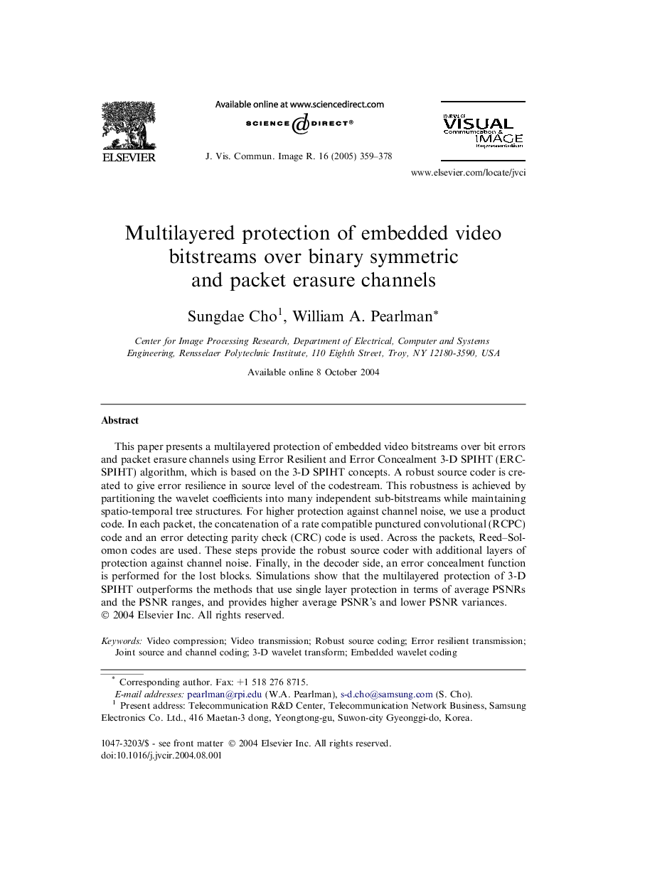 Multilayered protection of embedded video bitstreams over binary symmetric and packet erasure channels