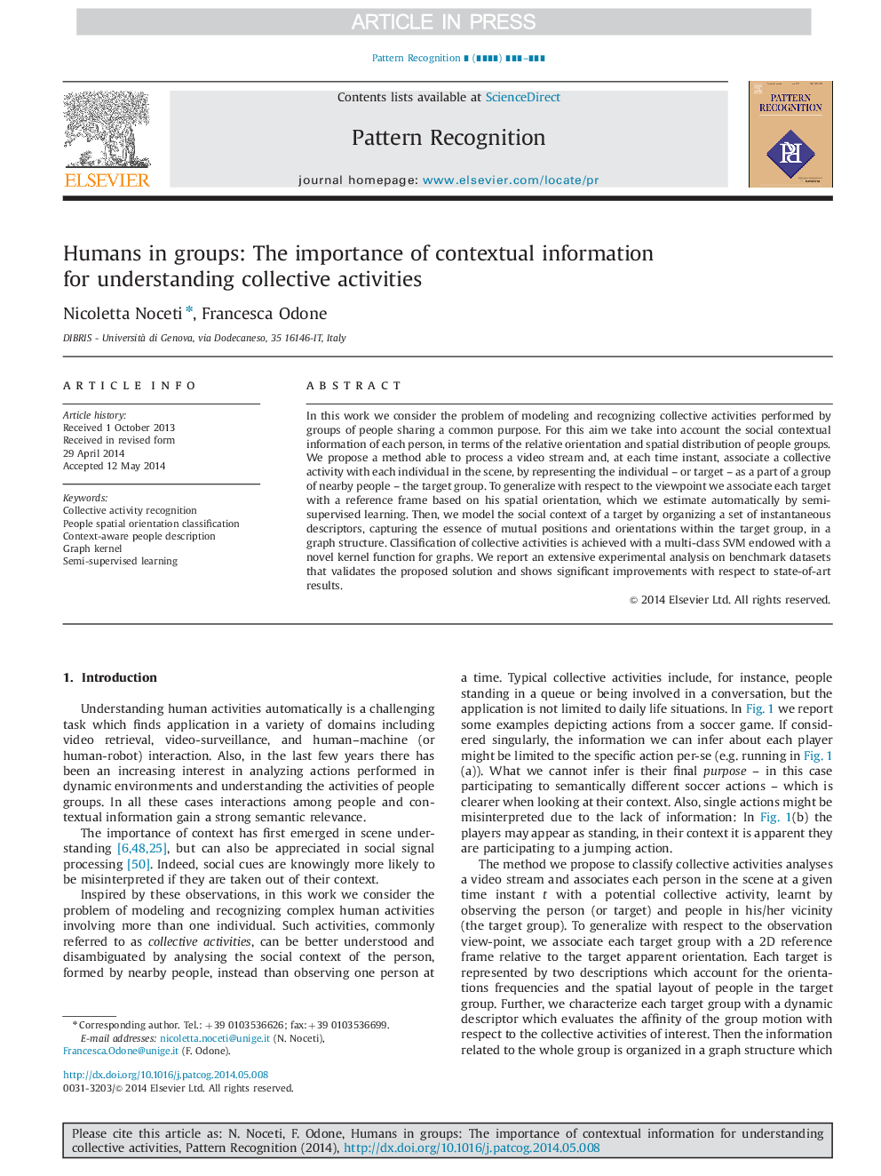 Humans in groups: The importance of contextual information for understanding collective activities