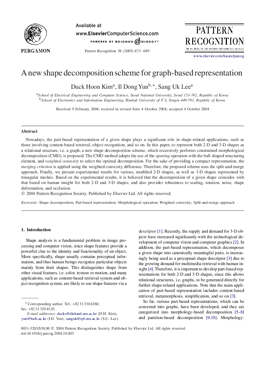 A new shape decomposition scheme for graph-based representation