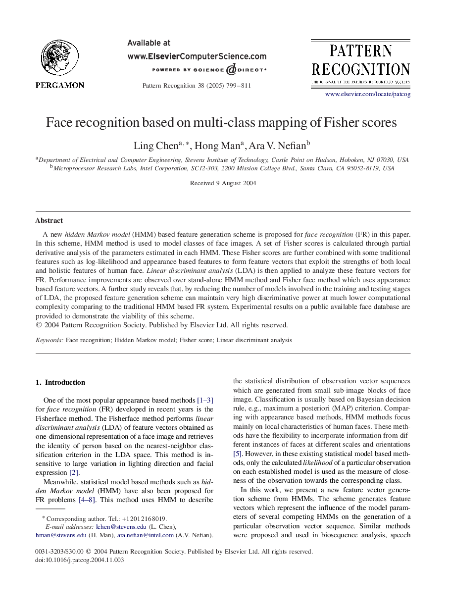 Face recognition based on multi-class mapping of Fisher scores