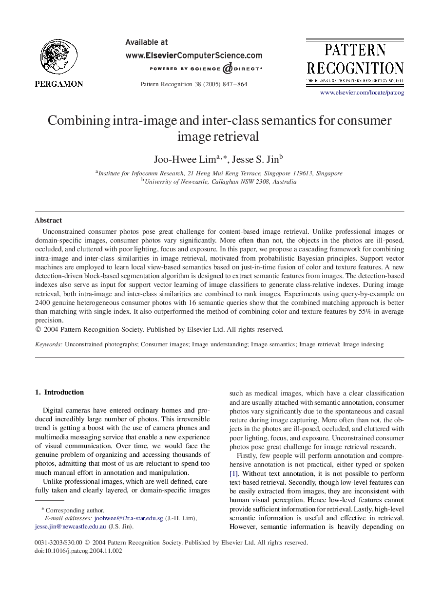 Combining intra-image and inter-class semantics for consumer image retrieval