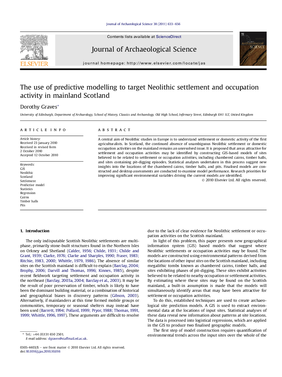 The use of predictive modelling to target Neolithic settlement and occupation activity in mainland Scotland