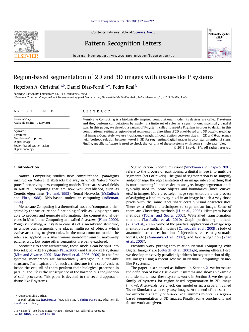 Region-based segmentation of 2D and 3D images with tissue-like P systems