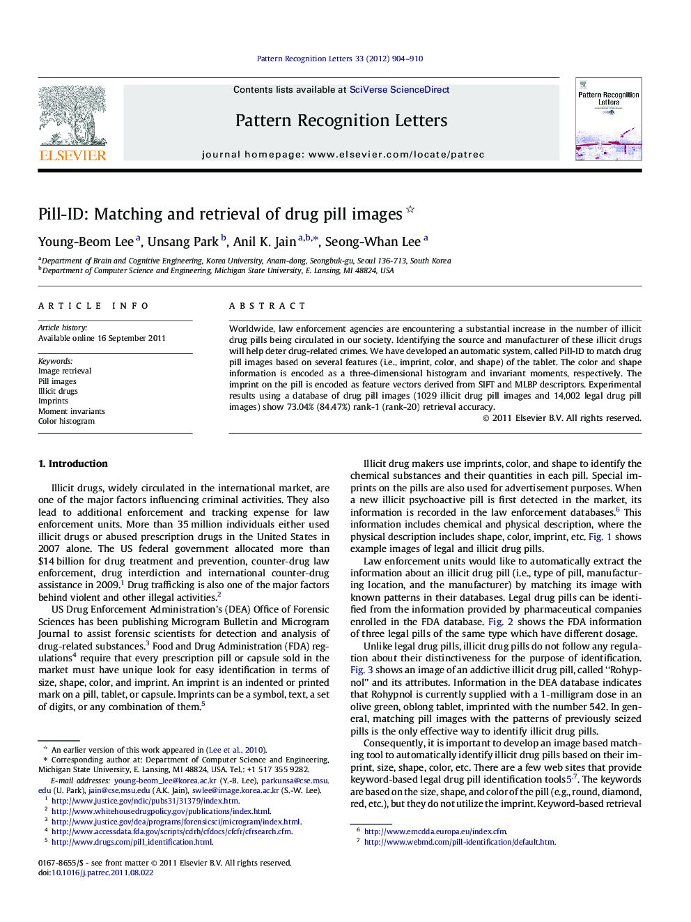 Pill-ID: Matching and retrieval of drug pill images