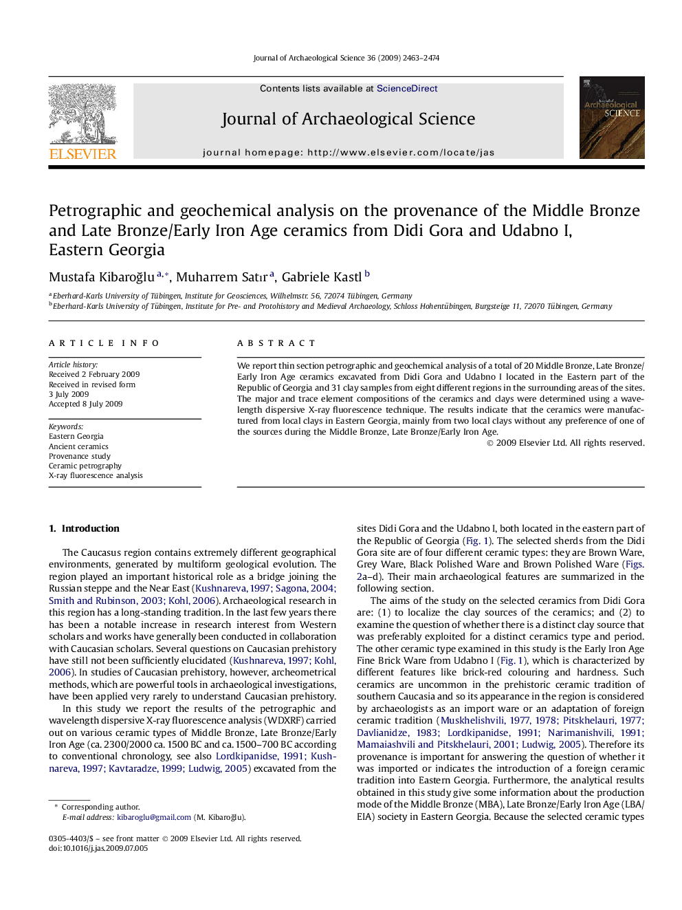 Petrographic and geochemical analysis on the provenance of the Middle Bronze and Late Bronze/Early Iron Age ceramics from Didi Gora and Udabno I, Eastern Georgia