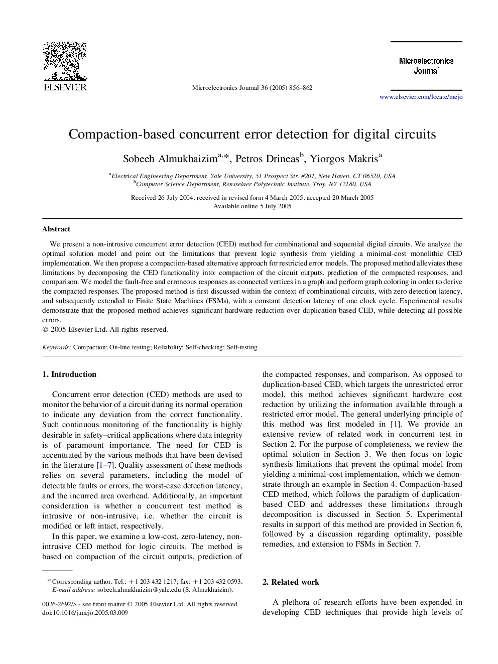 Compaction-based concurrent error detection for digital circuits