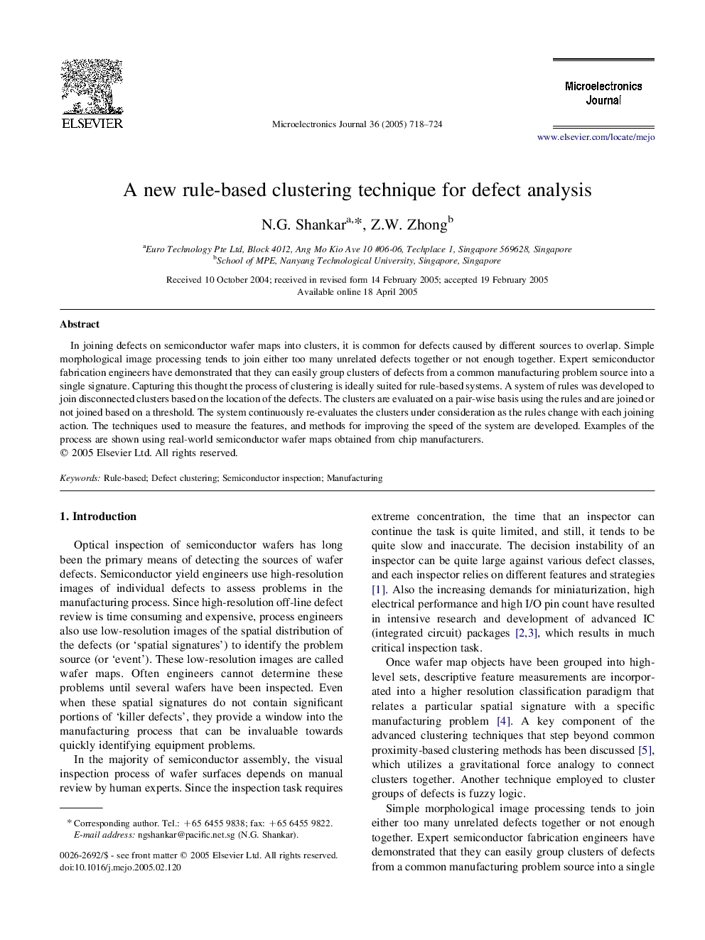 A new rule-based clustering technique for defect analysis