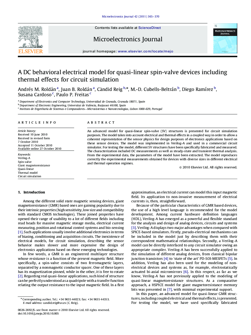 A DC behavioral electrical model for quasi-linear spin-valve devices including thermal effects for circuit simulation