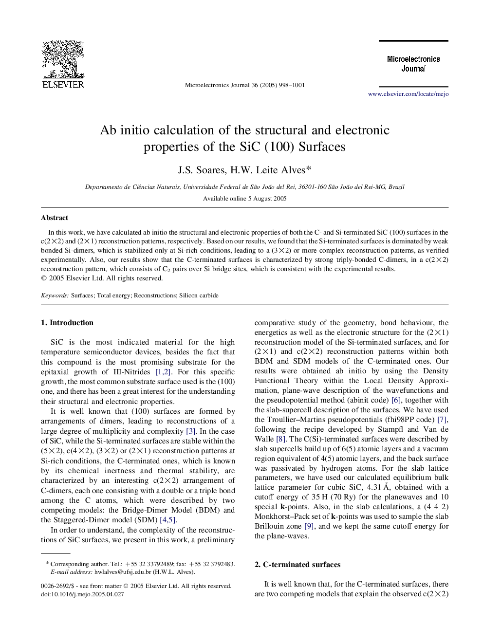 Ab initio calculation of the structural and electronic properties of the SiC (100) Surfaces