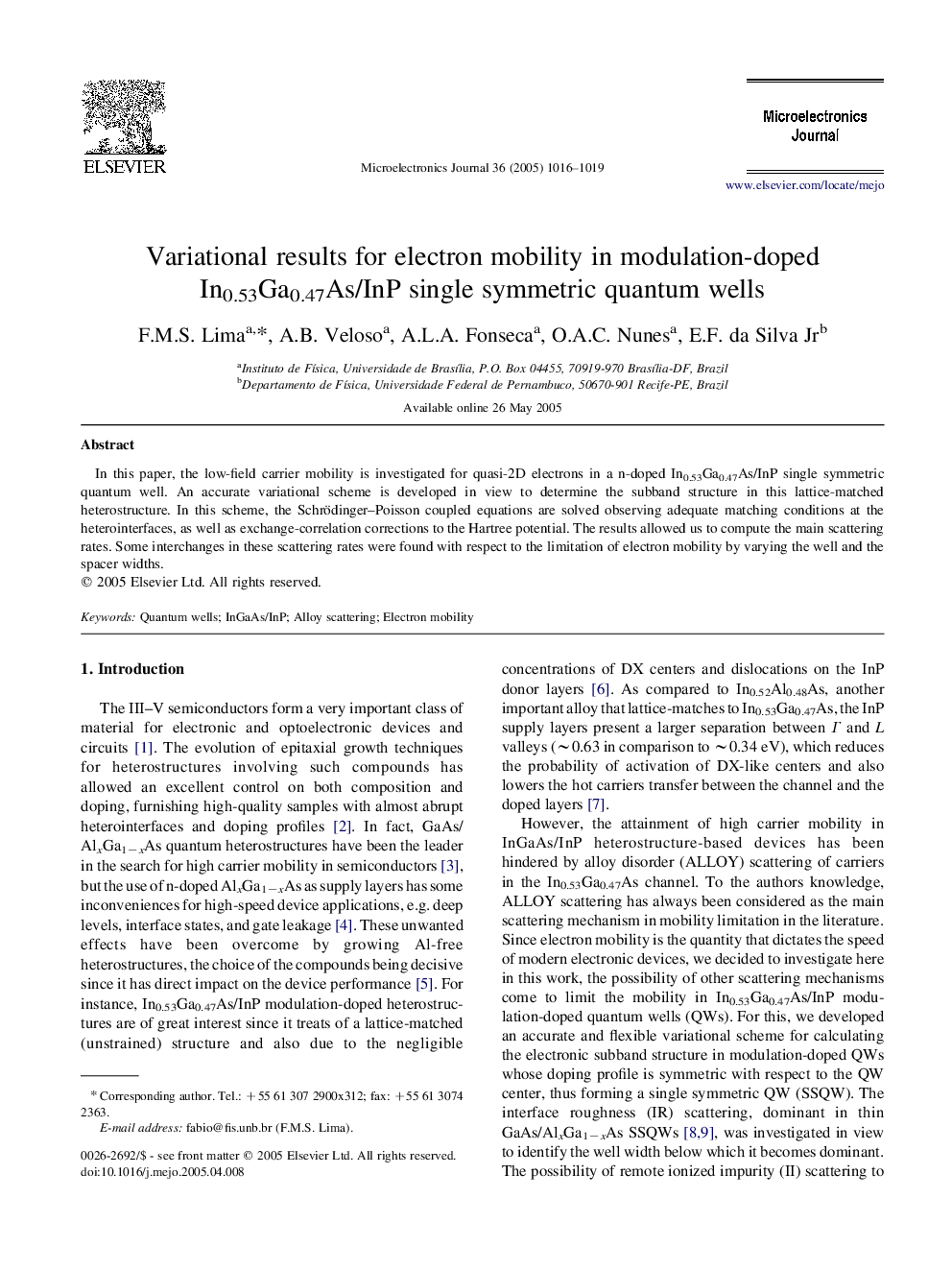 Variational results for electron mobility in modulation-doped In0.53Ga0.47As/InP single symmetric quantum wells