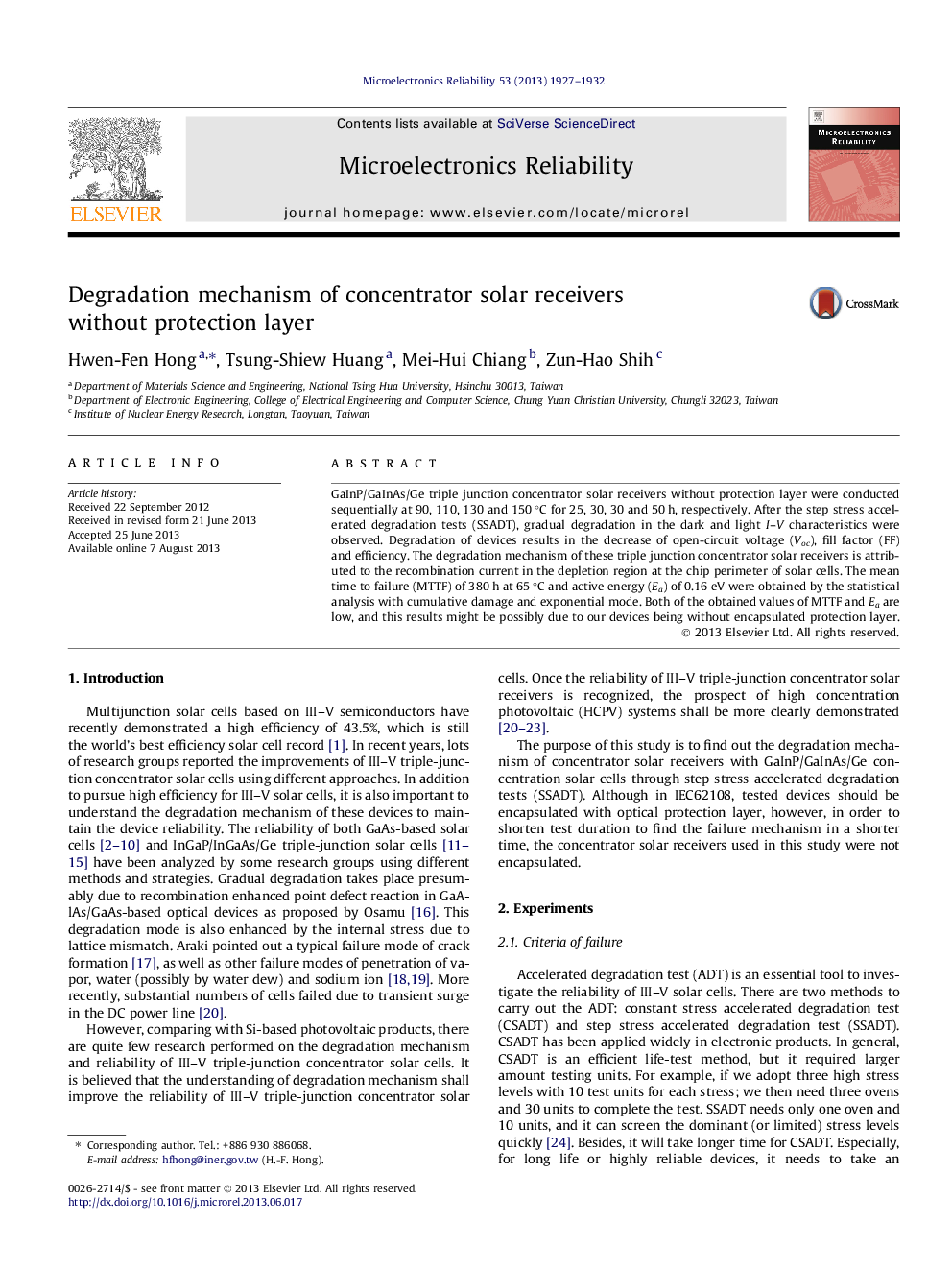 Degradation mechanism of concentrator solar receivers without protection layer