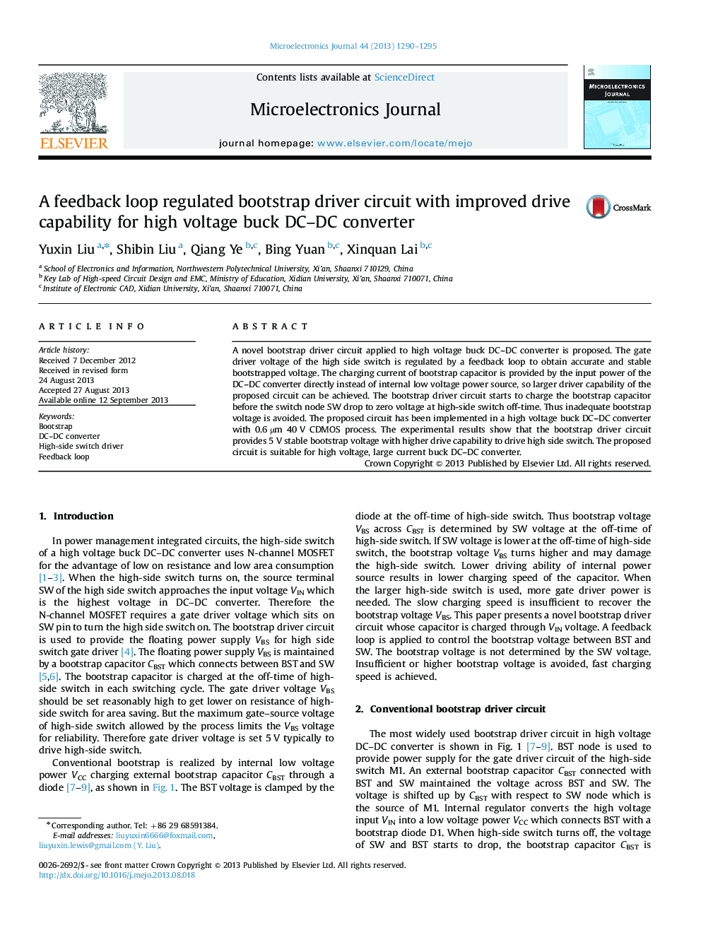 A feedback loop regulated bootstrap driver circuit with improved drive capability for high voltage buck DC-DC converter