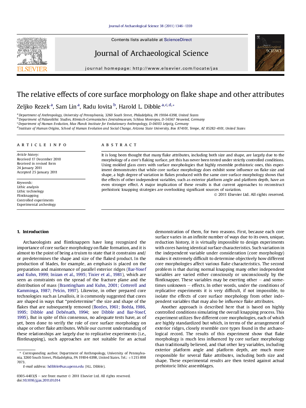 The relative effects of core surface morphology on flake shape and other attributes