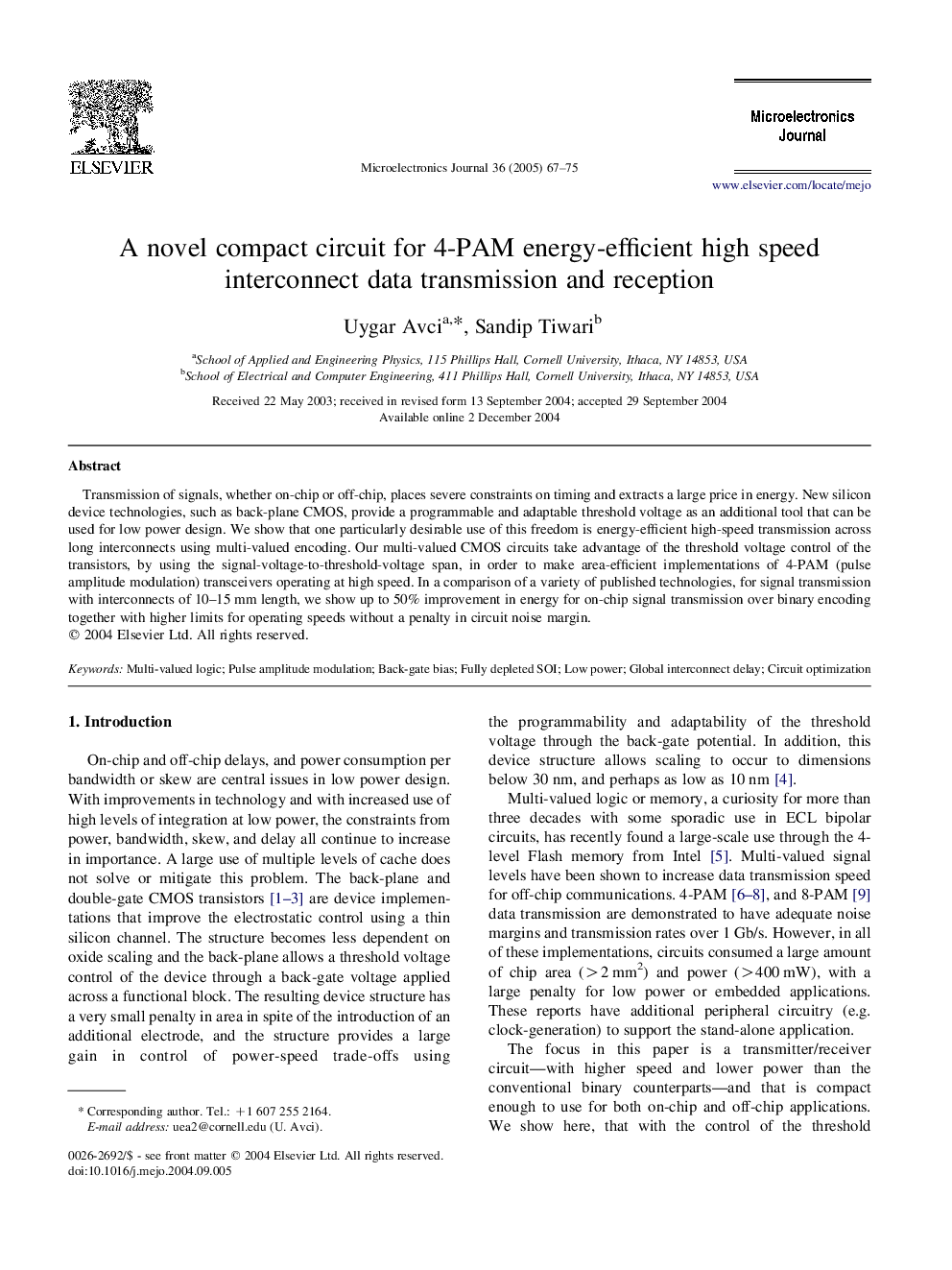 A novel compact circuit for 4-PAM energy-efficient high speed interconnect data transmission and reception