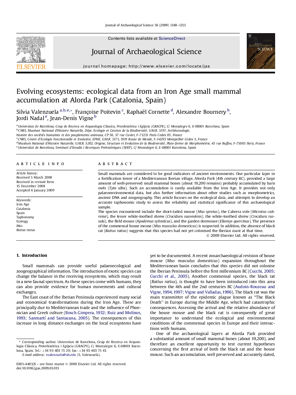 Evolving ecosystems: ecological data from an Iron Age small mammal accumulation at Alorda Park (Catalonia, Spain)