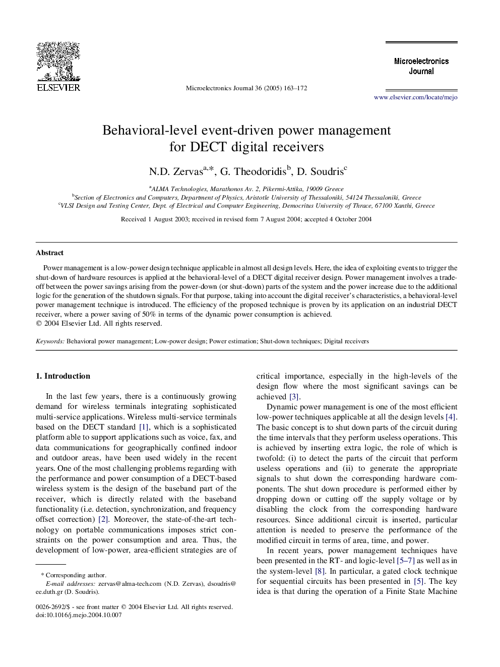 Behavioral-level event-driven power management for DECT digital receivers