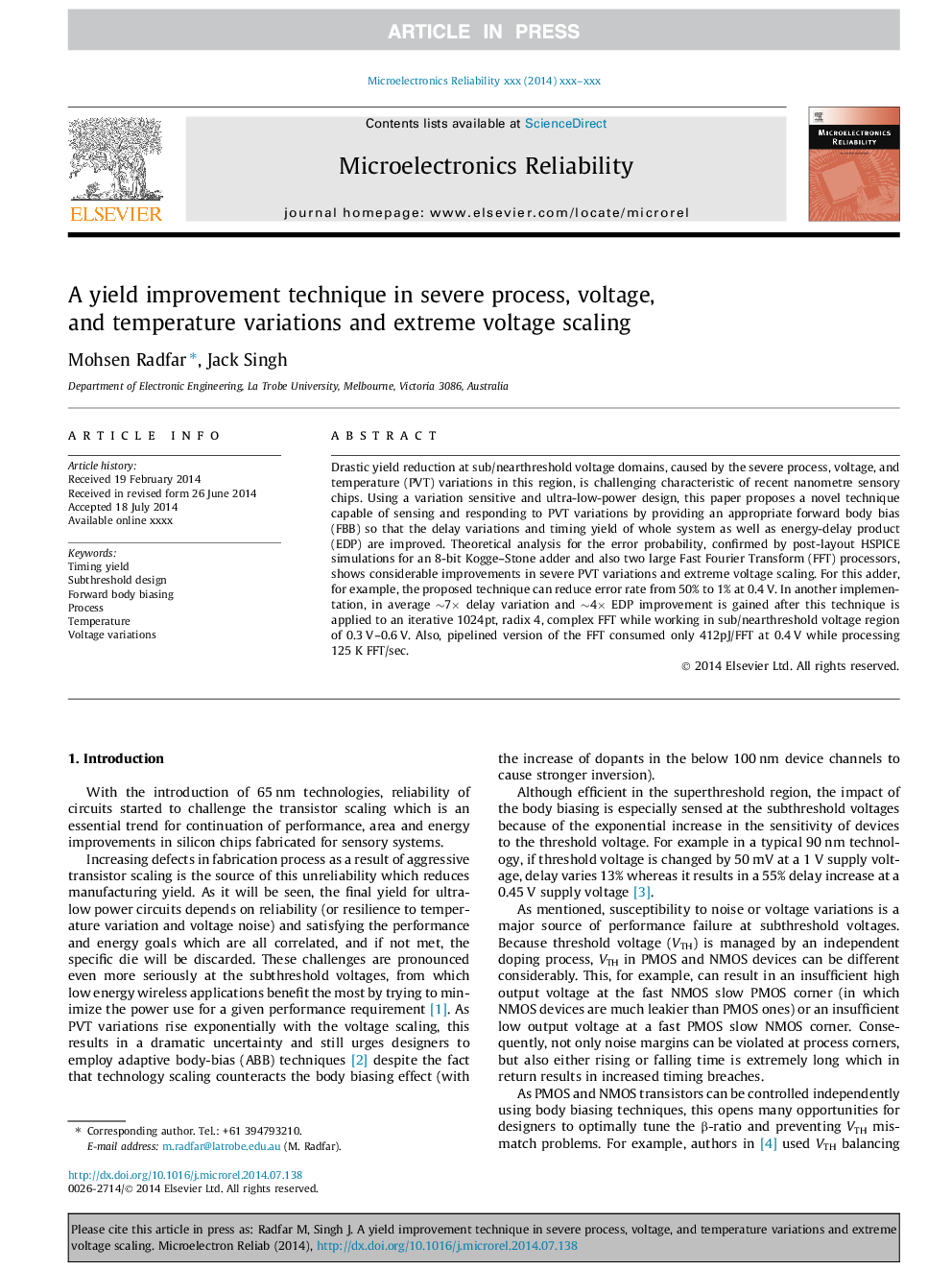 A yield improvement technique in severe process, voltage, and temperature variations and extreme voltage scaling