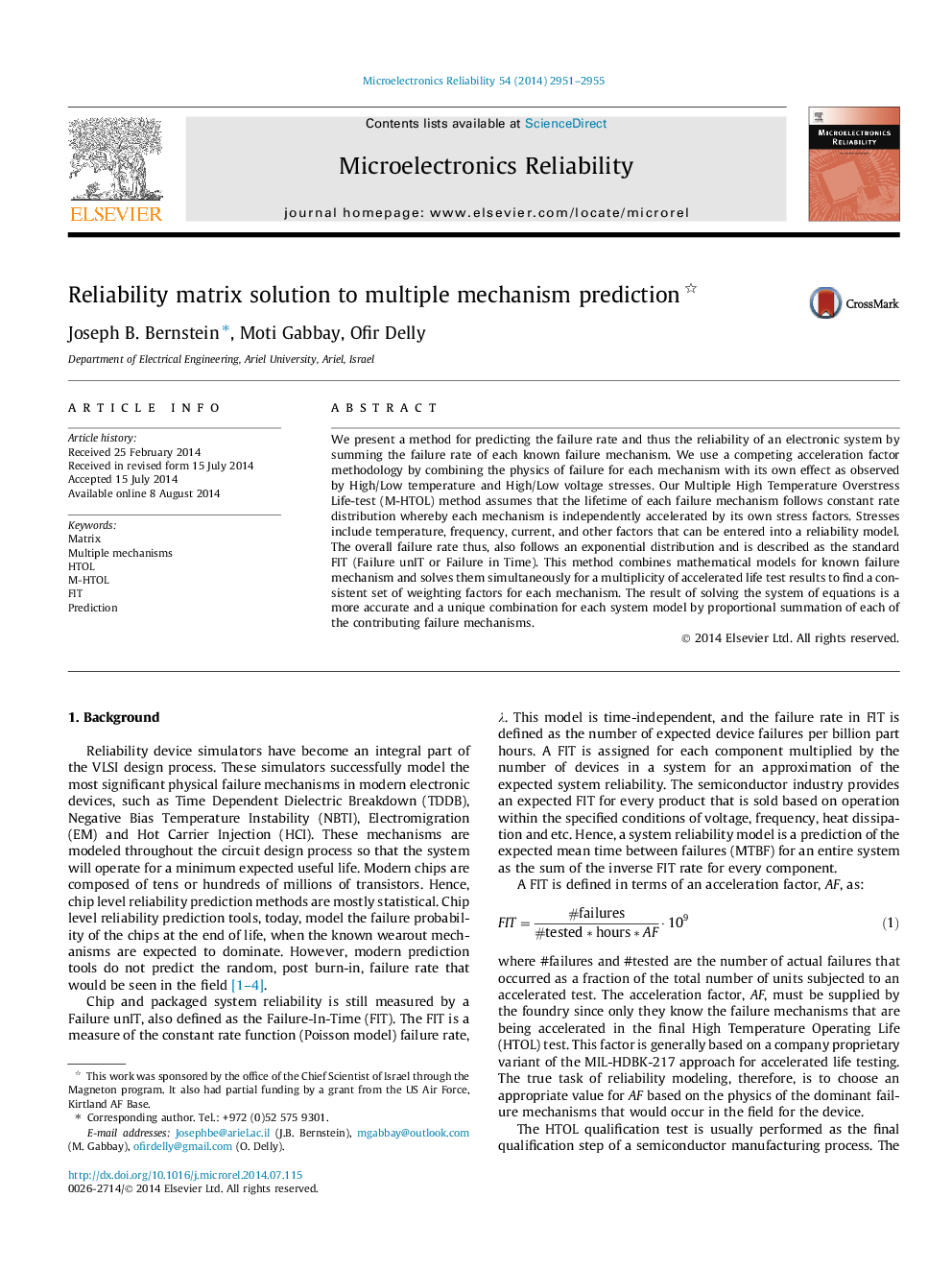 Reliability matrix solution to multiple mechanism prediction