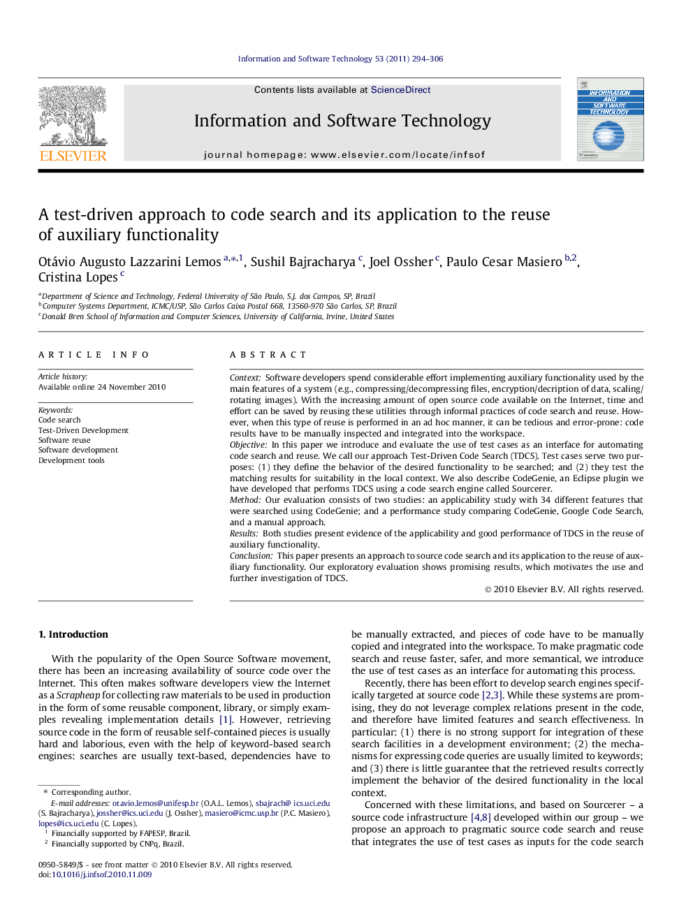 A test-driven approach to code search and its application to the reuse of auxiliary functionality