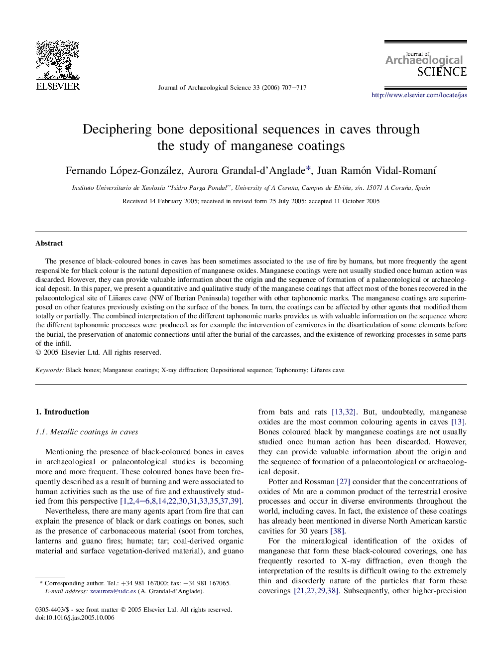 Deciphering bone depositional sequences in caves through the study of manganese coatings