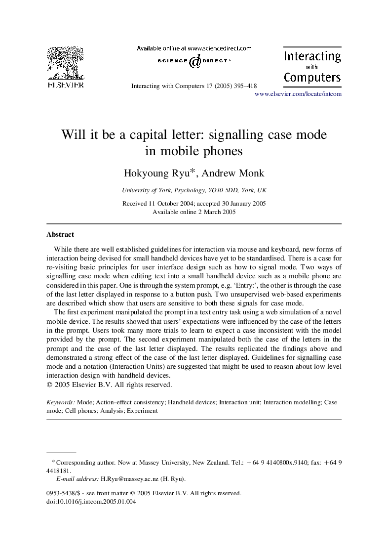 Will it be a capital letter: signalling case mode in mobile phones