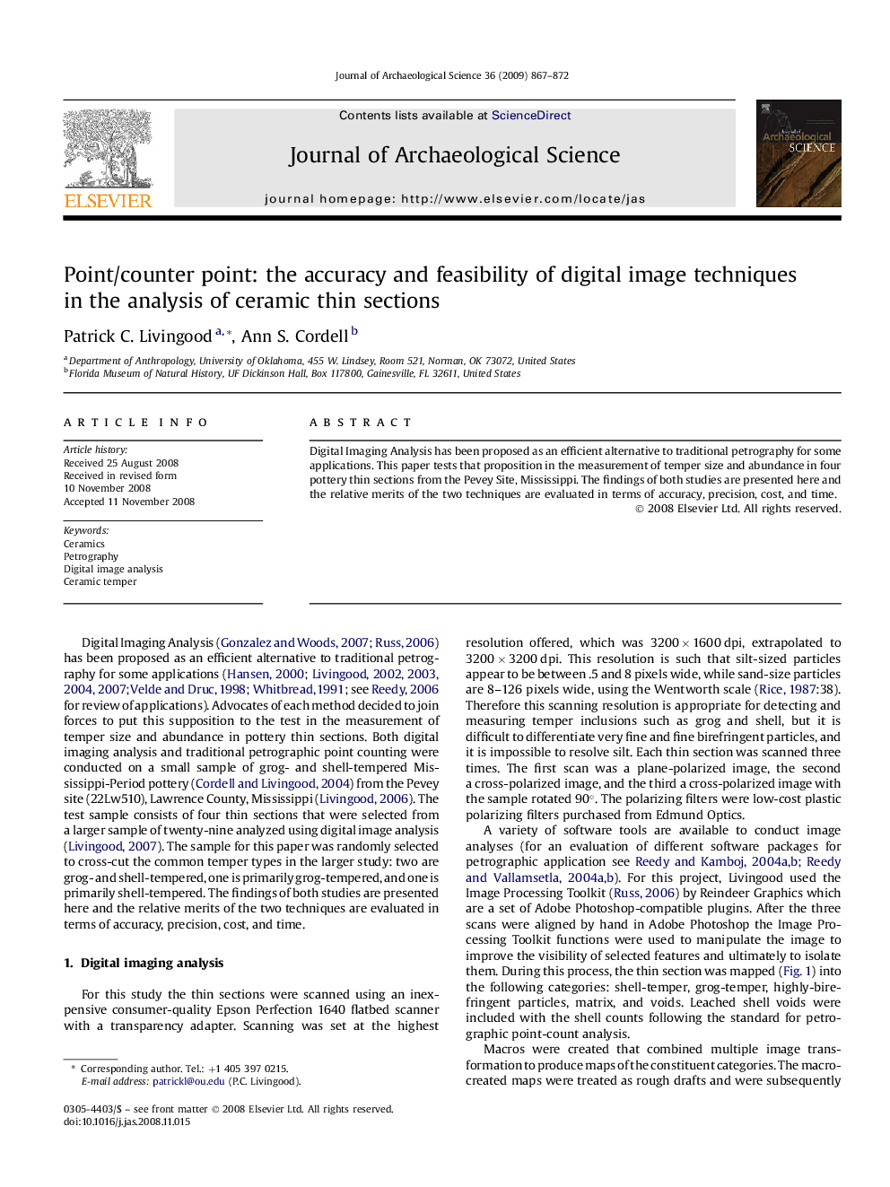 Point/counter point: the accuracy and feasibility of digital image techniques in the analysis of ceramic thin sections