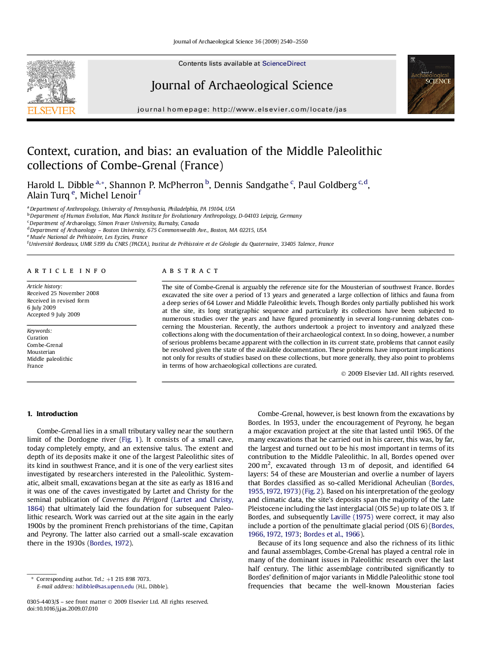 Context, curation, and bias: an evaluation of the Middle Paleolithic collections of Combe-Grenal (France)