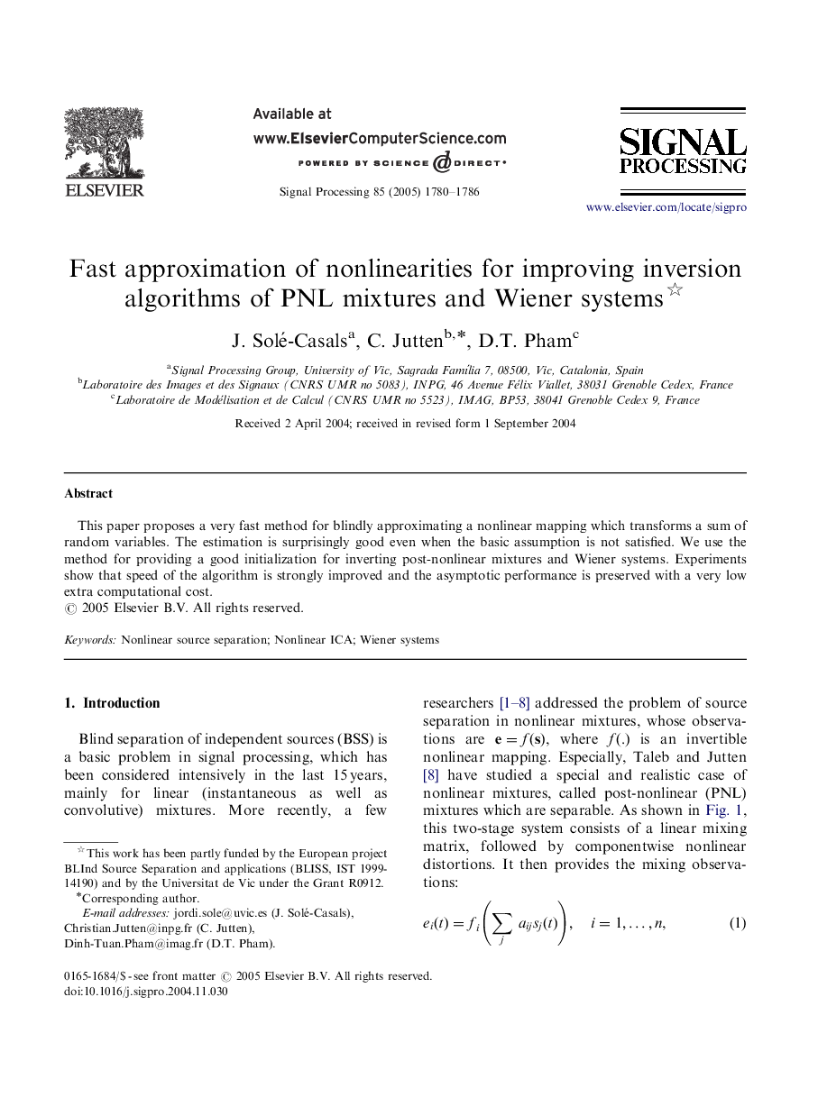 Fast approximation of nonlinearities for improving inversion algorithms of PNL mixtures and Wiener systems