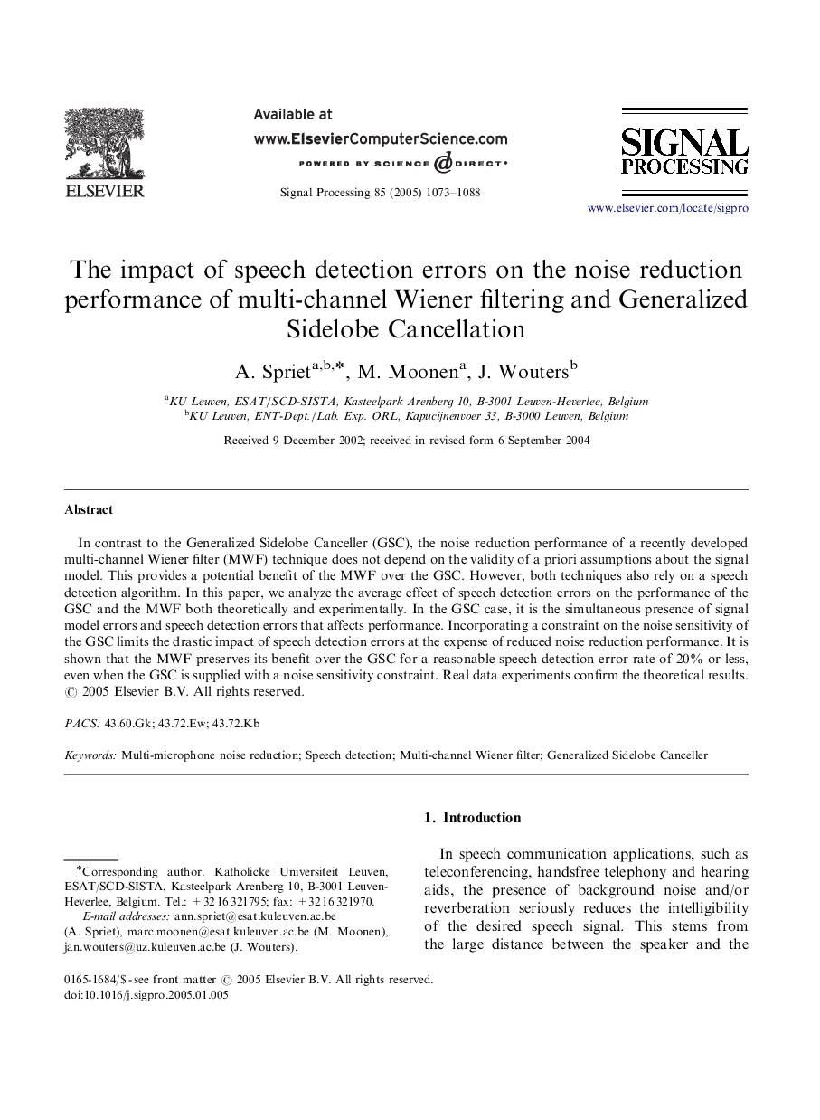 The impact of speech detection errors on the noise reduction performance of multi-channel Wiener filtering and Generalized Sidelobe Cancellation
