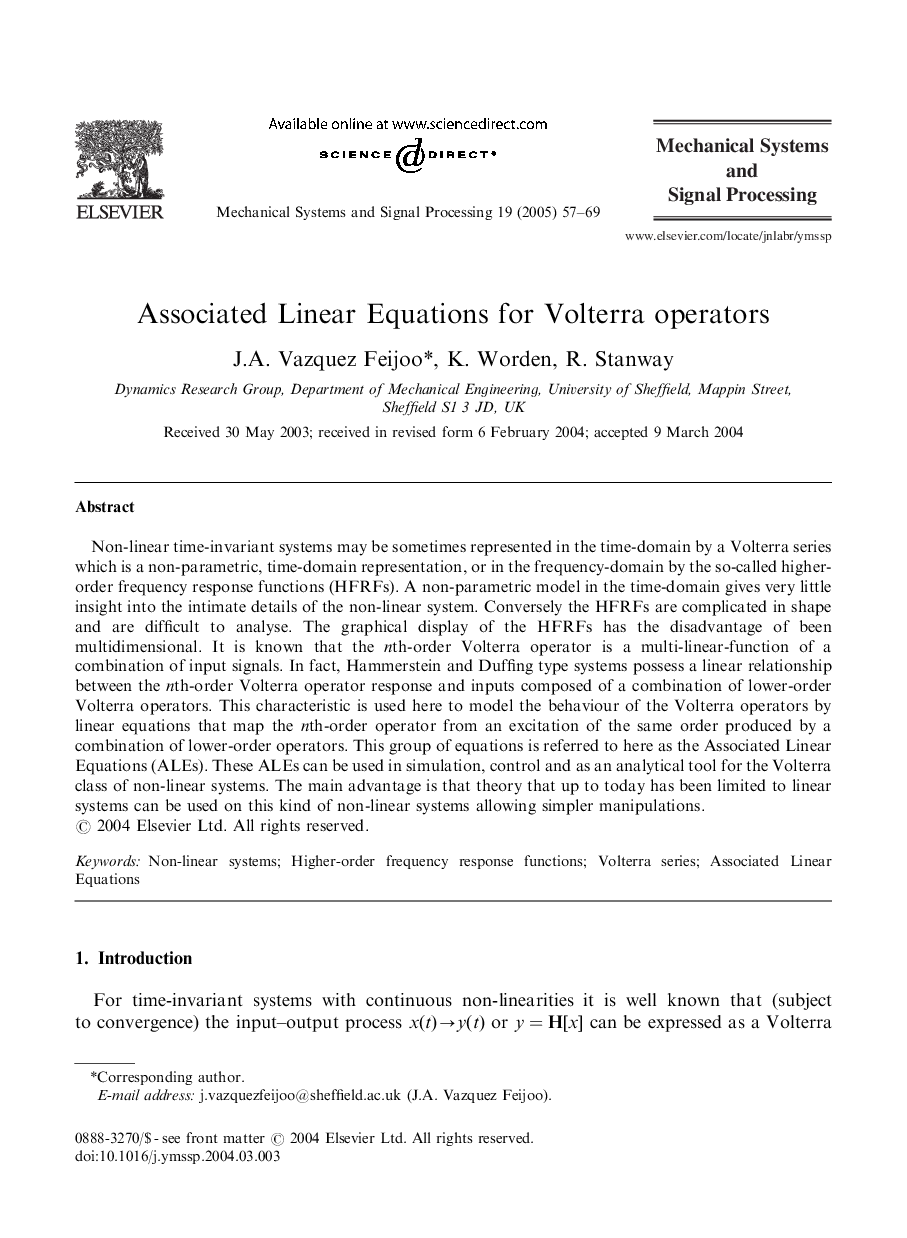 Associated Linear Equations for Volterra operators