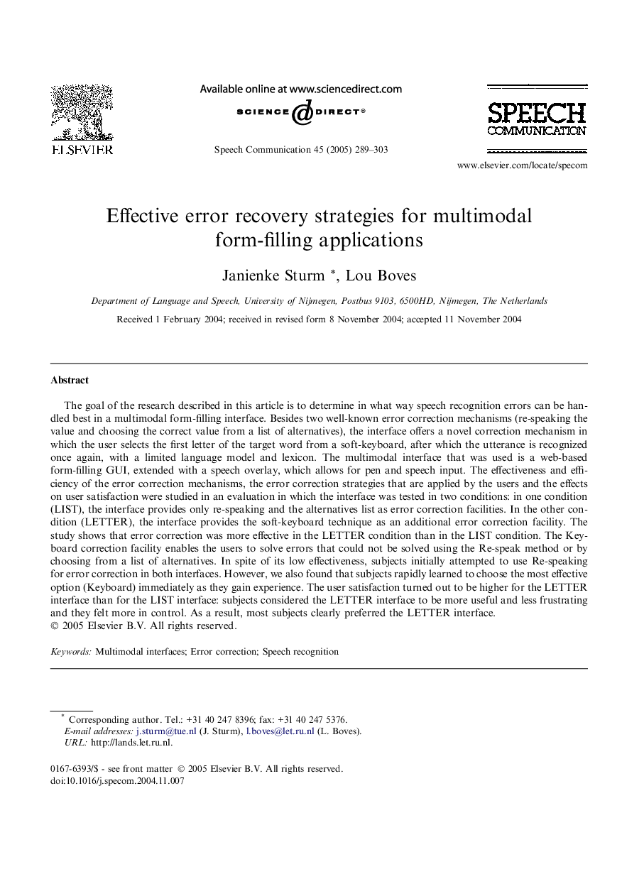 Effective error recovery strategies for multimodal form-filling applications