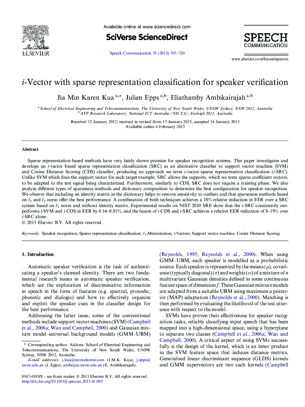 i-Vector with sparse representation classification for speaker verification