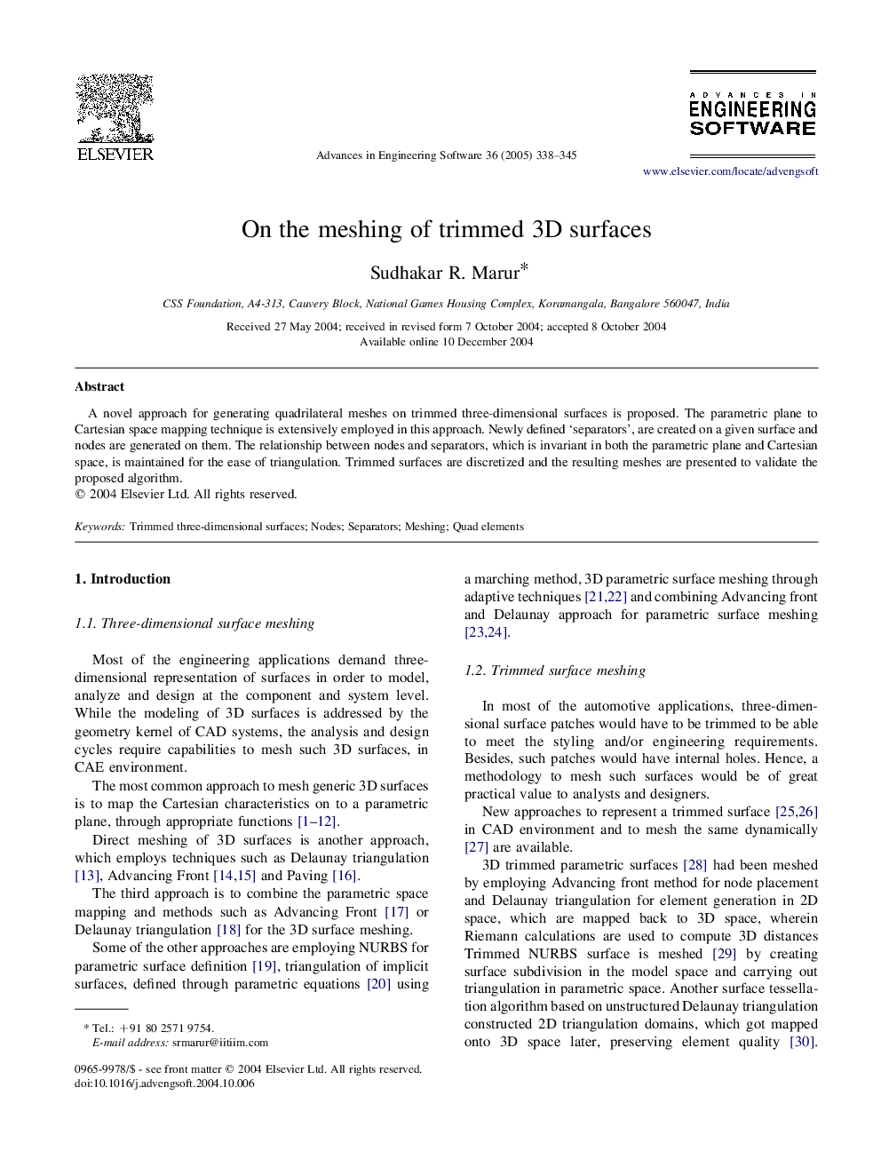 On the meshing of trimmed 3D surfaces