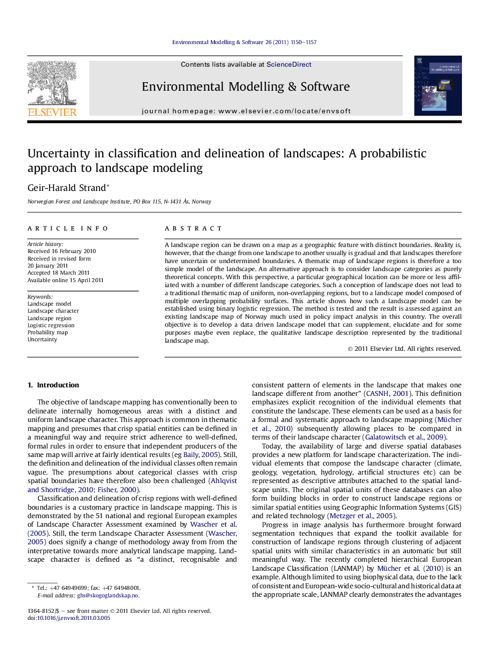 Uncertainty in classification and delineation of landscapes: A probabilistic approach to landscape modeling