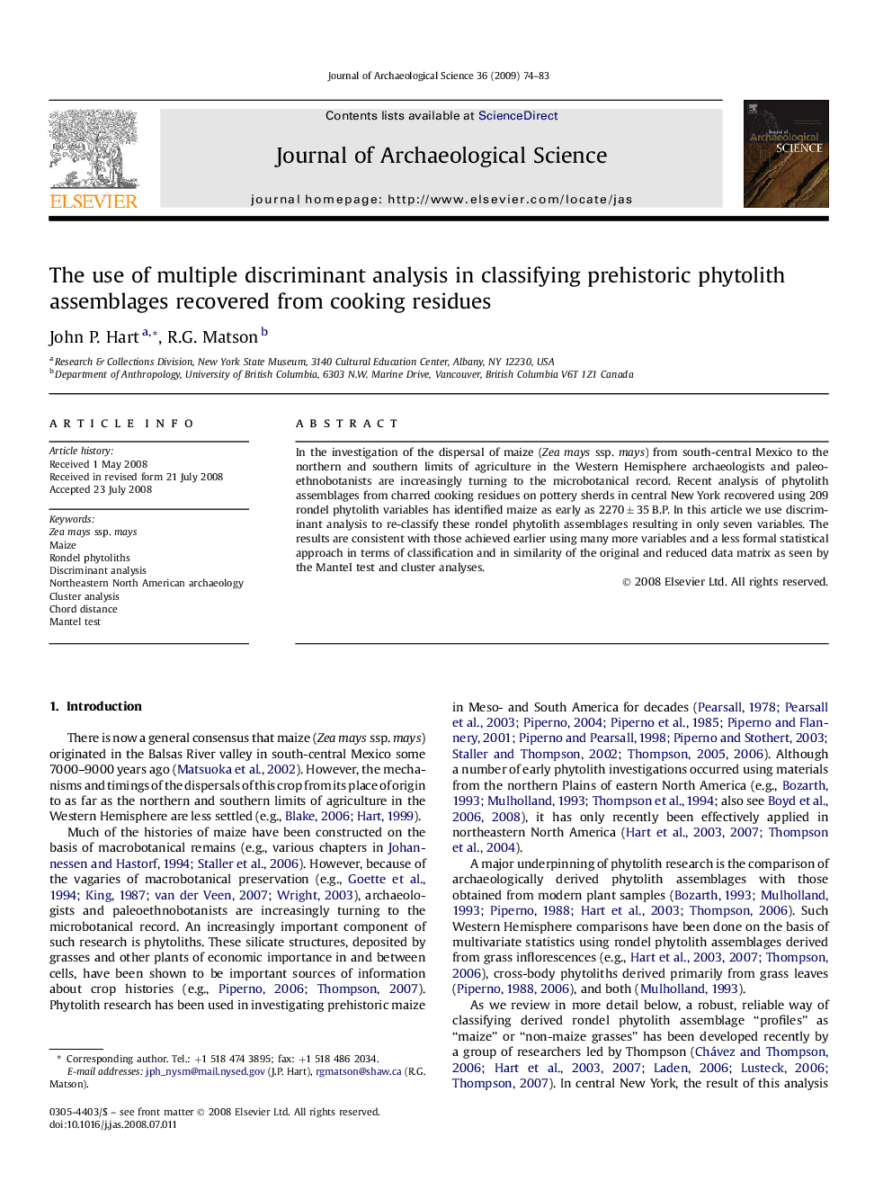 The use of multiple discriminant analysis in classifying prehistoric phytolith assemblages recovered from cooking residues