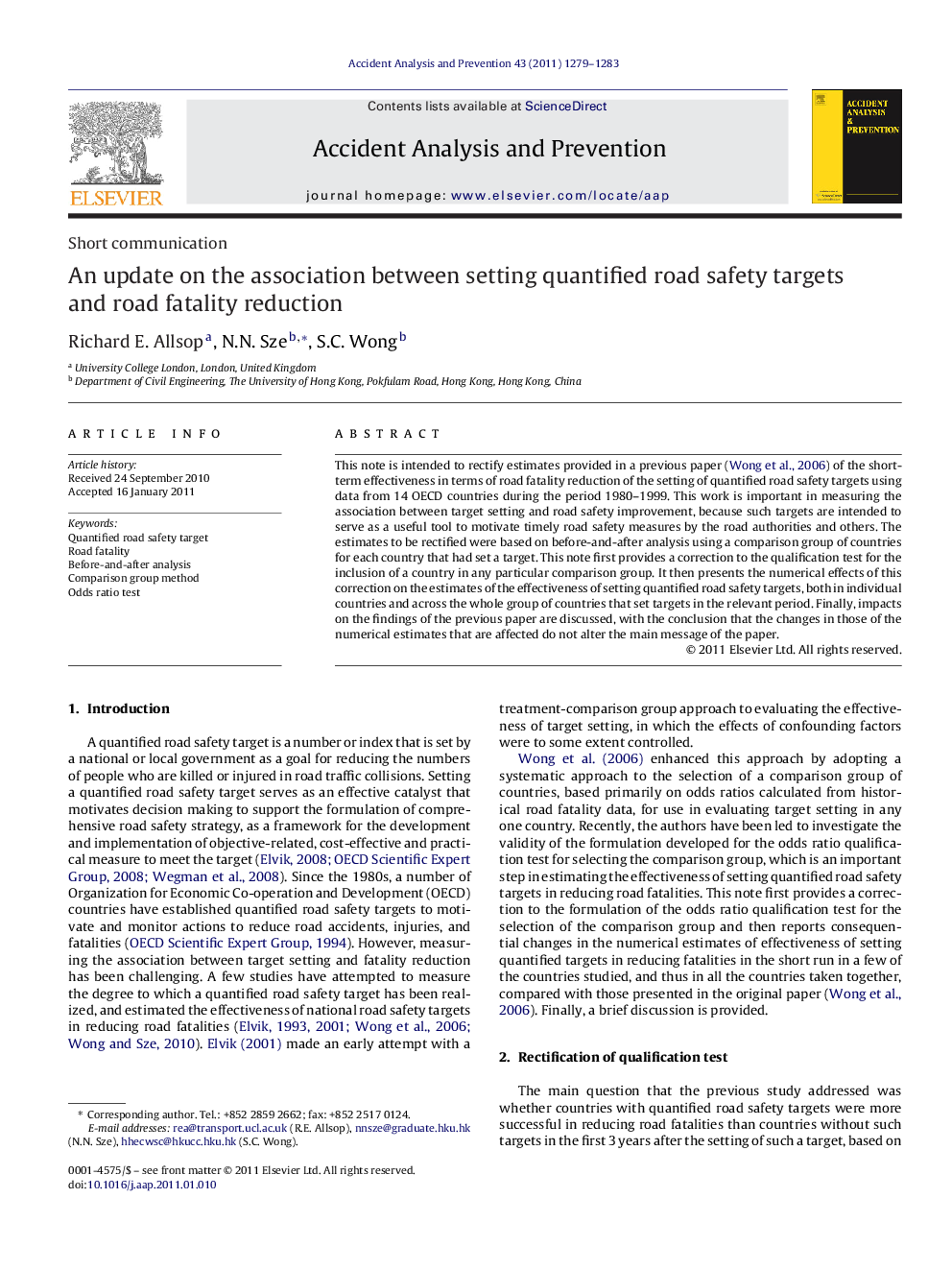 An update on the association between setting quantified road safety targets and road fatality reduction