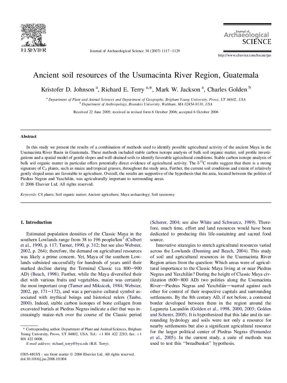 Ancient soil resources of the Usumacinta River Region, Guatemala