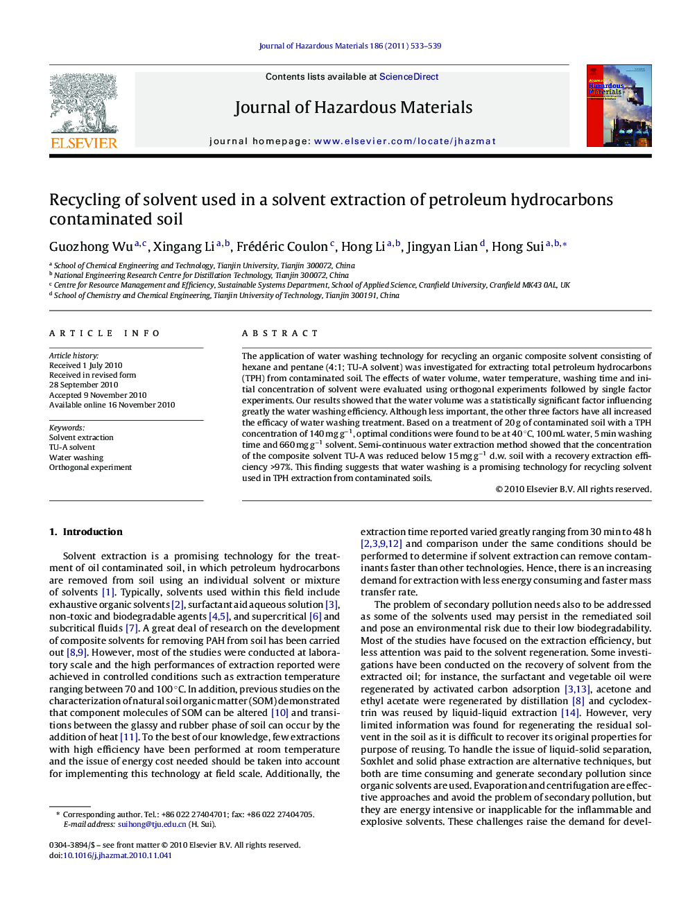 Recycling of solvent used in a solvent extraction of petroleum hydrocarbons contaminated soil