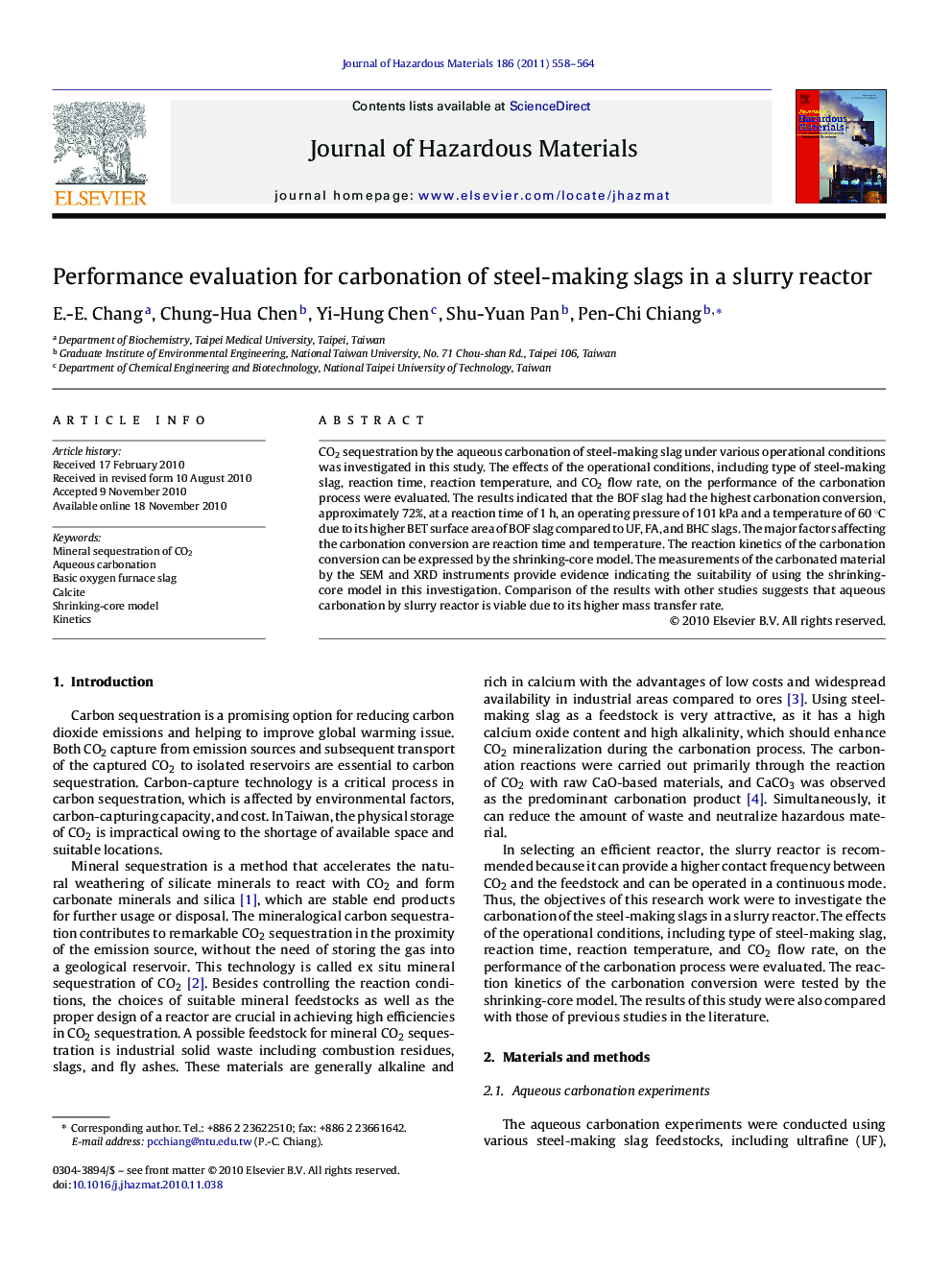 Performance evaluation for carbonation of steel-making slags in a slurry reactor