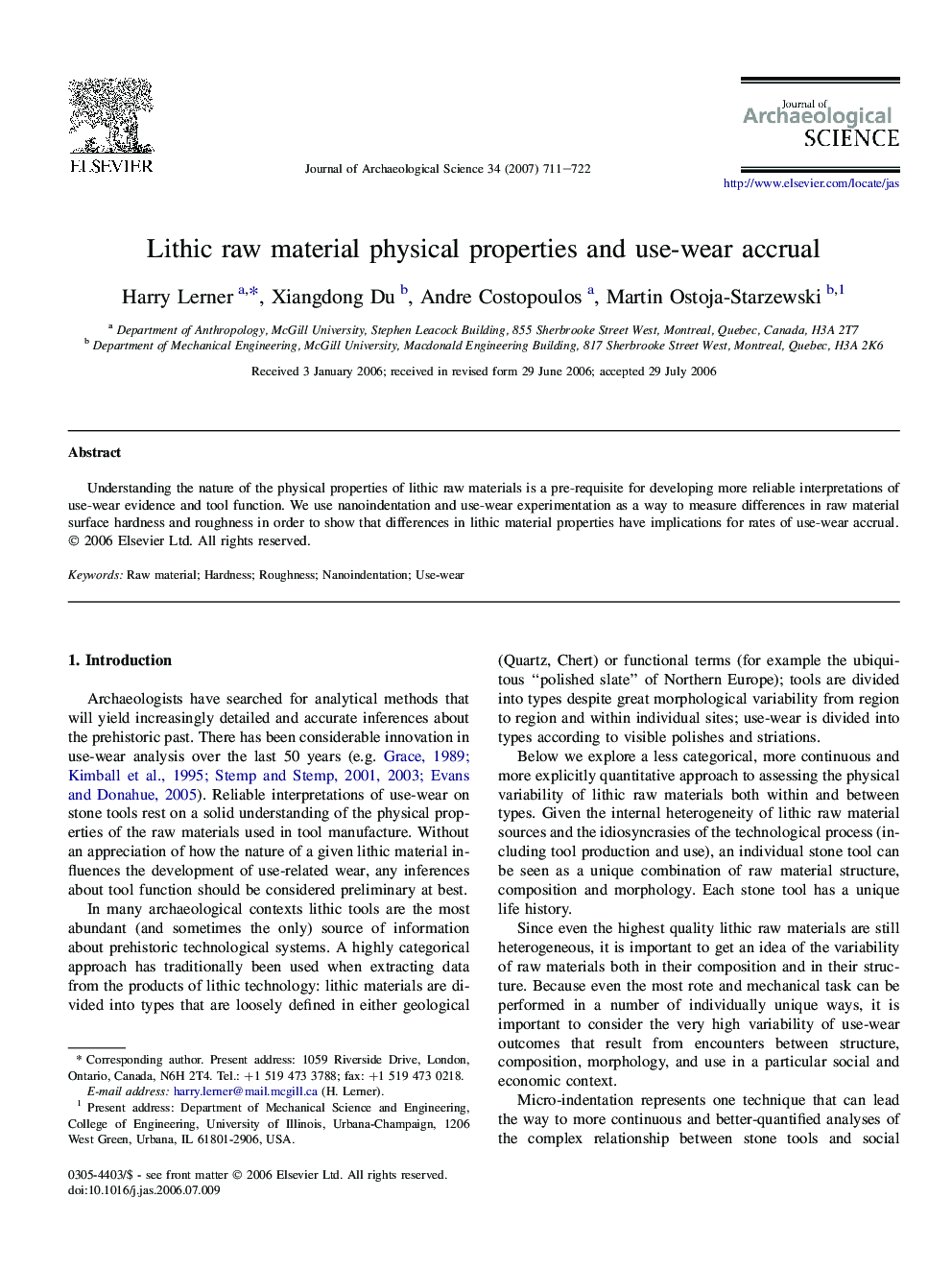 Lithic raw material physical properties and use-wear accrual