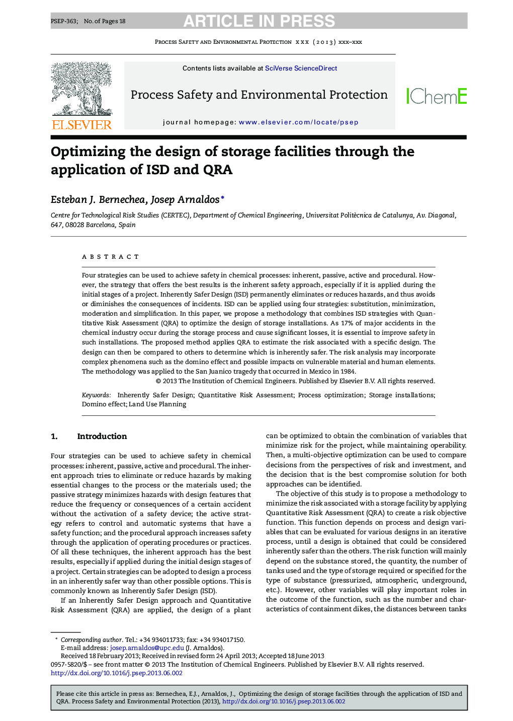 Optimizing the design of storage facilities through the application of ISD and QRA
