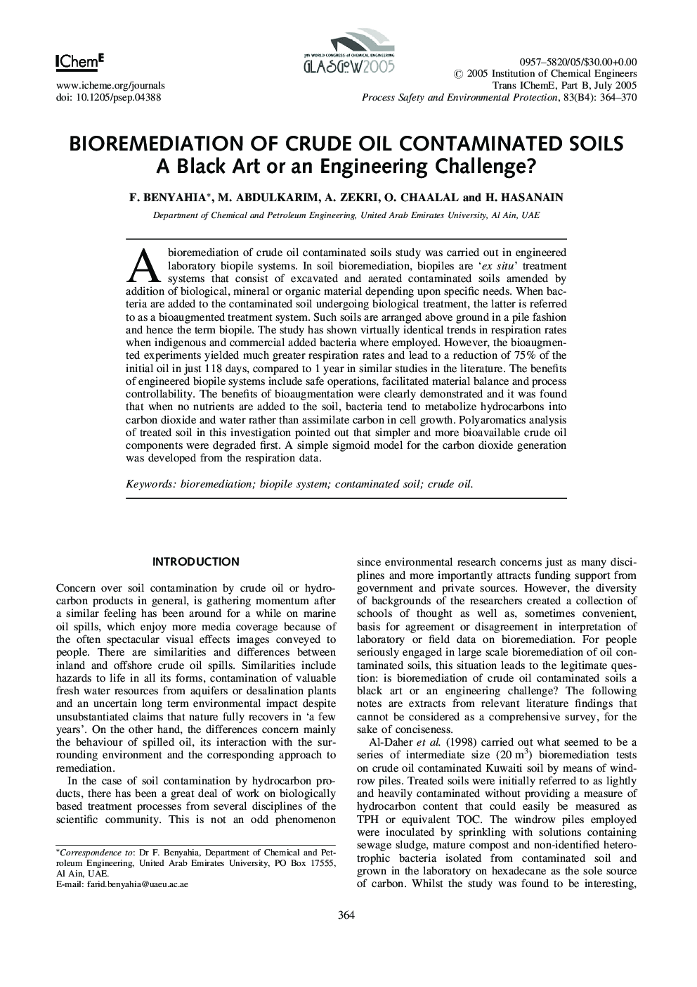 Bioremediation of Crude Oil Contaminated Soils