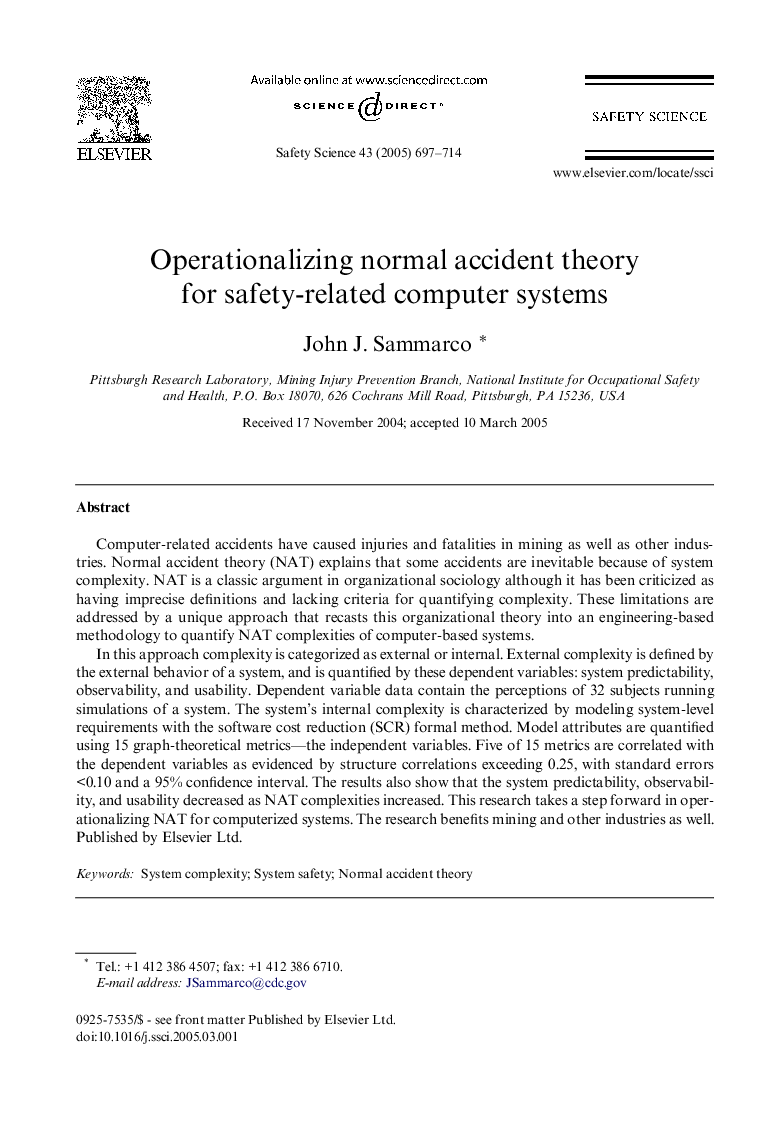 Operationalizing normal accident theory for safety-related computer systems
