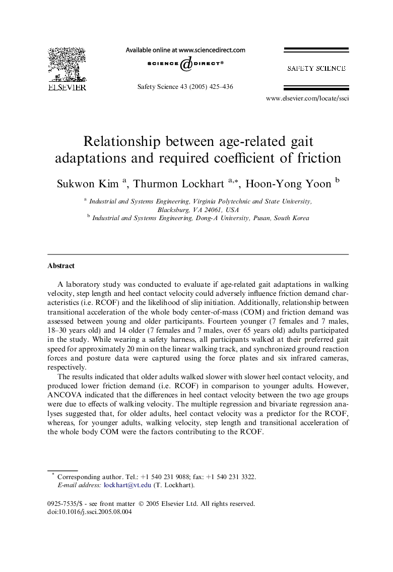 Relationship between age-related gait adaptations and required coefficient of friction