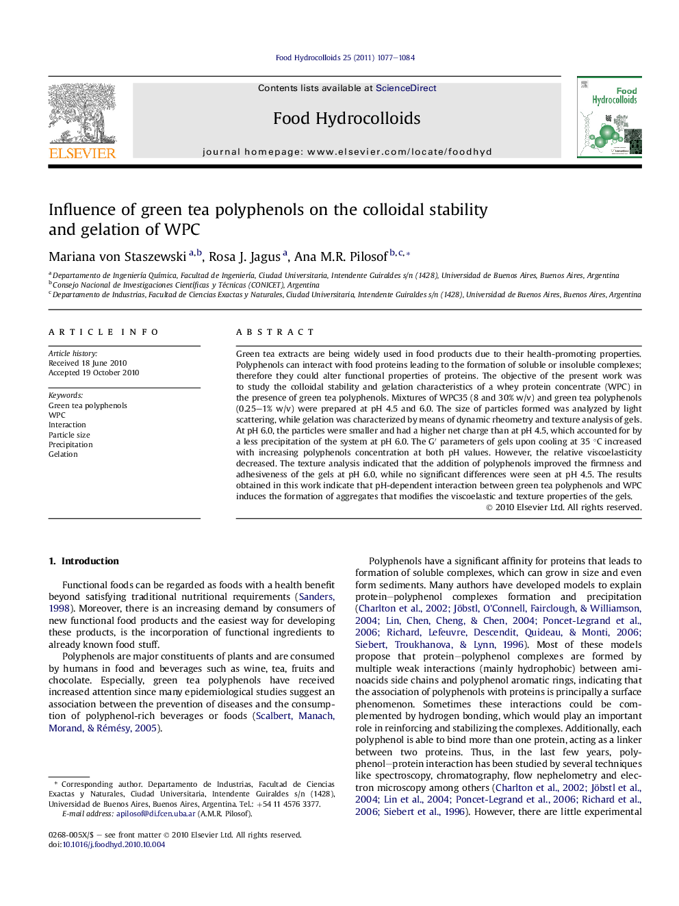 Influence of green tea polyphenols on the colloidal stability and gelation of WPC