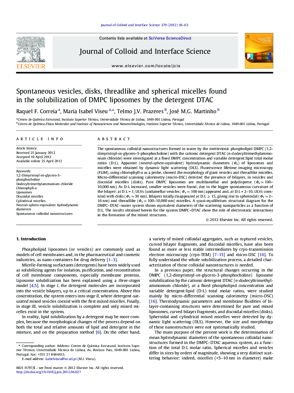 Spontaneous vesicles, disks, threadlike and spherical micelles found in the solubilization of DMPC liposomes by the detergent DTAC