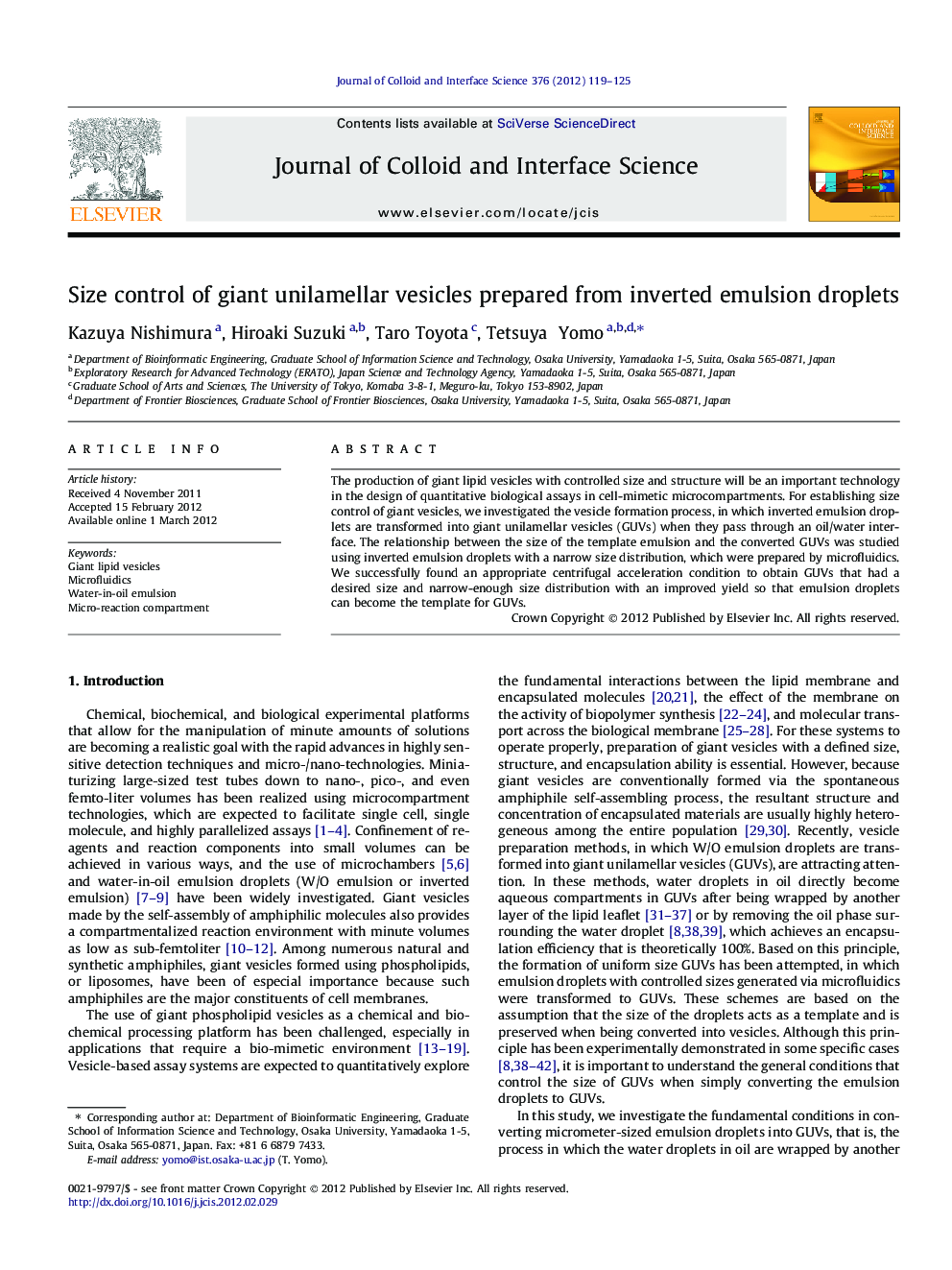 Size control of giant unilamellar vesicles prepared from inverted emulsion droplets