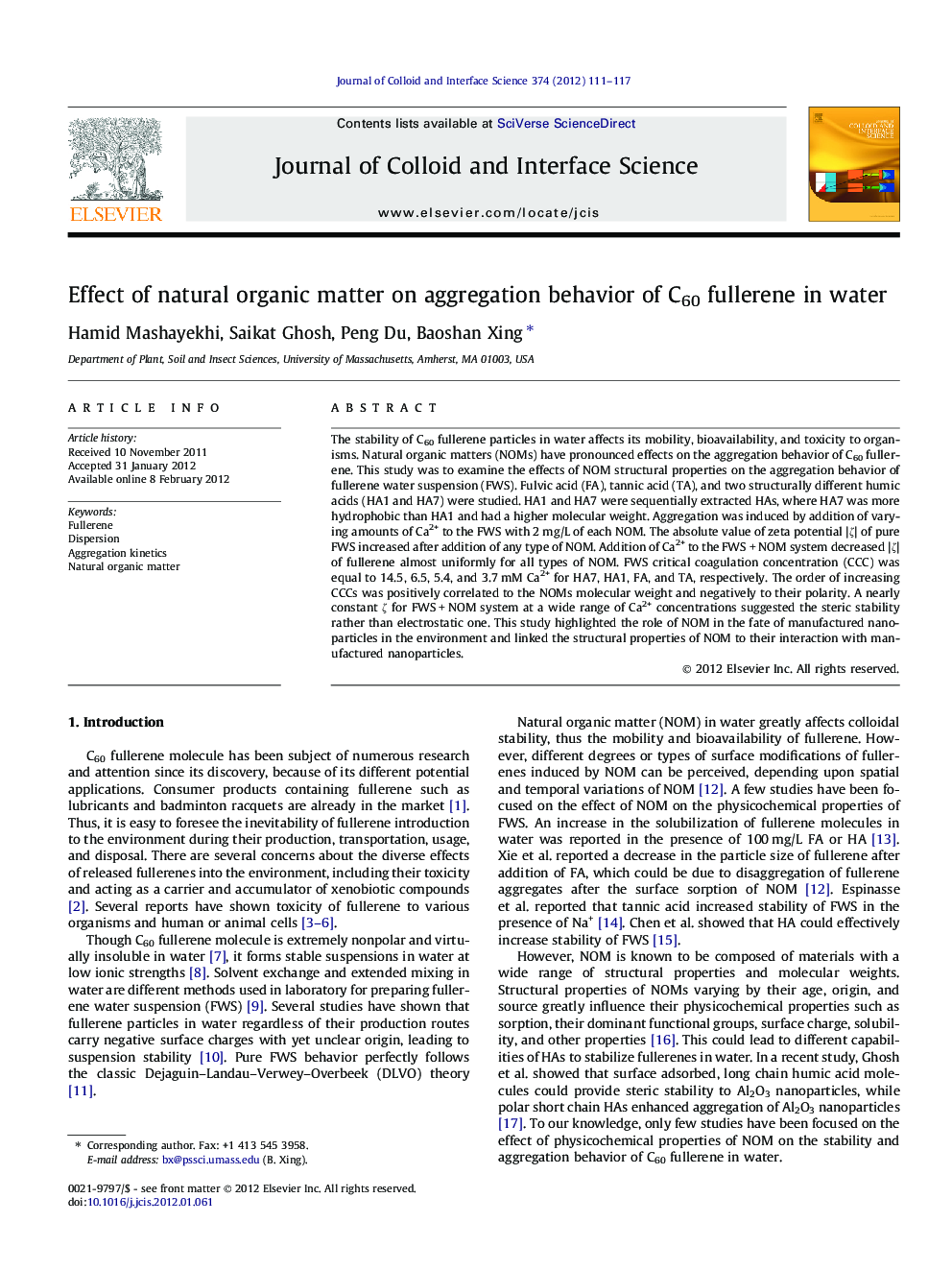 Effect of natural organic matter on aggregation behavior of C60 fullerene in water